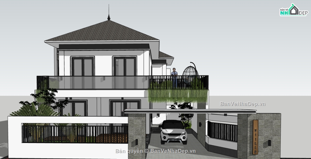 nhà phố sketchup,sketchup nhà phố 2 tầng,nhà phố  2 tầng,nhà phố 2 tầng sketchup,File sketchup nhà phố 2 tầng