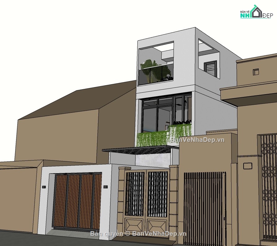 Sketchup nội thất,nhà phố 3 tầng,model su nhà phố 3 tầng,nội thất nhà phố 3 tầng