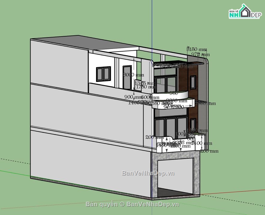 Nhà phố 3 tầng,Nhà phố 3 tầng hiện đại,model su nhà phố 3 tầng,file su nhà phố 3 tầng,sketchup nhà phố 3 tầng