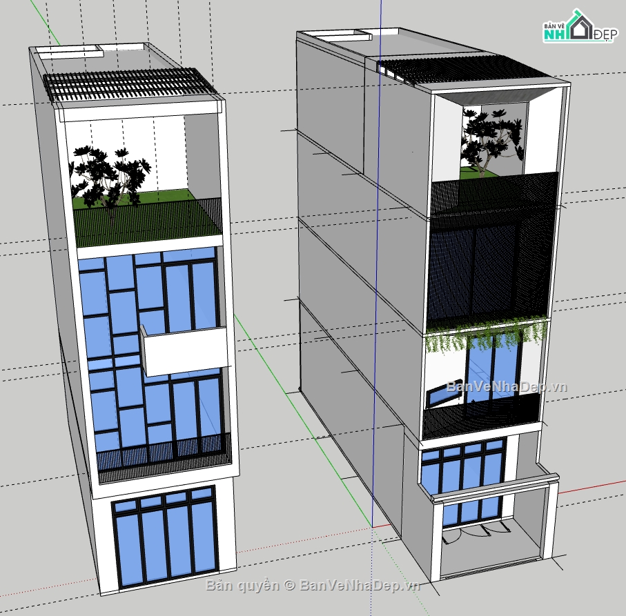 nhà phố 4 tầng file sketchup,File su nhà phố 4 tầng,File sketchup nhà phố 4 tầng,Model su nhà phố 4 tầng,Model nhà phố 4 tầng