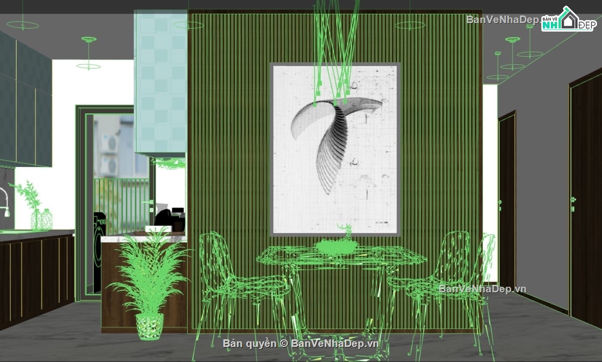 file sketchup nội thất chung cư,sketchup nội thất bếp,nội thất phòng khách,model su phòng khách