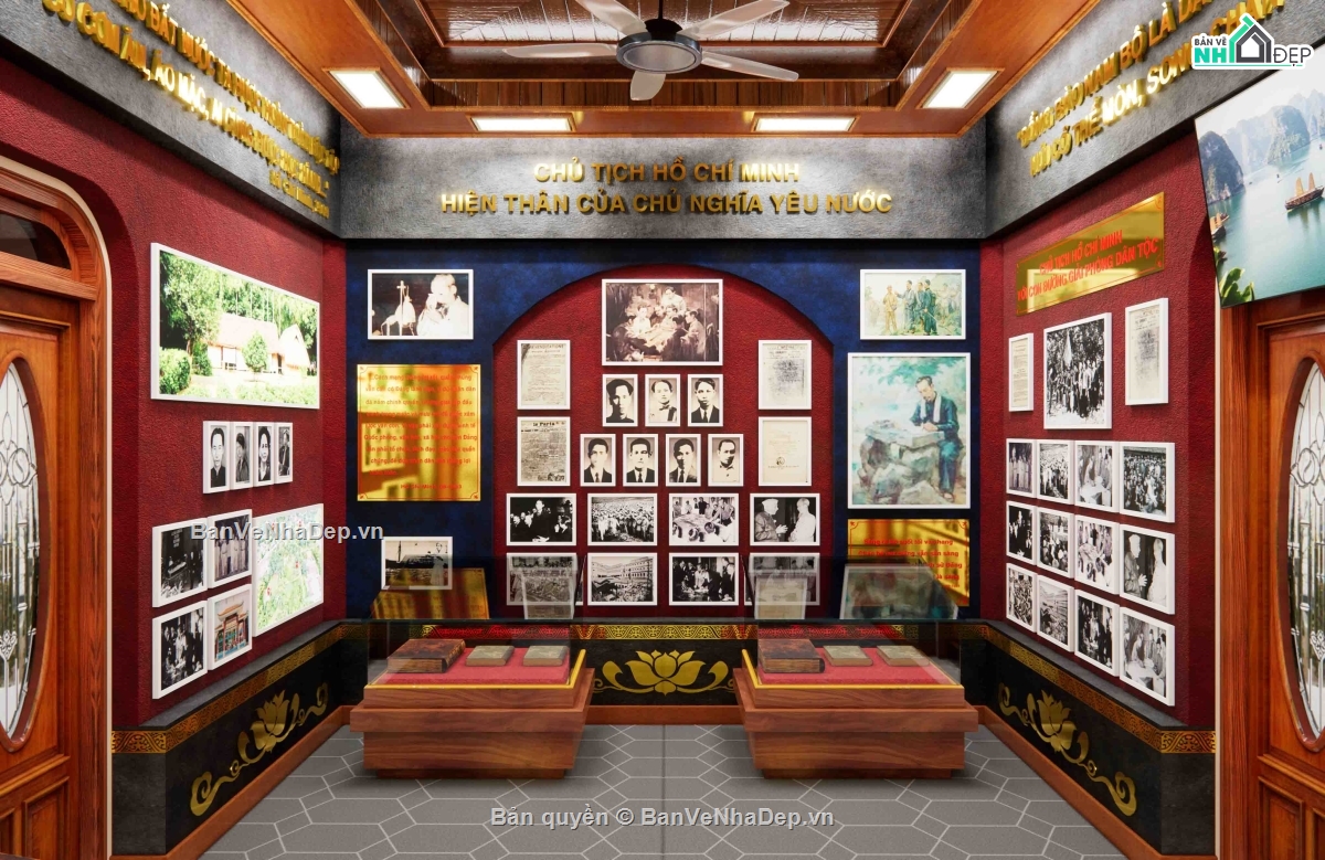Model bảo tàng,Model Phòng Hồ Chí Minh,Model su nội thất phòng Hồ Chí Minh,Sketchup phòng Hồ Chí Minh