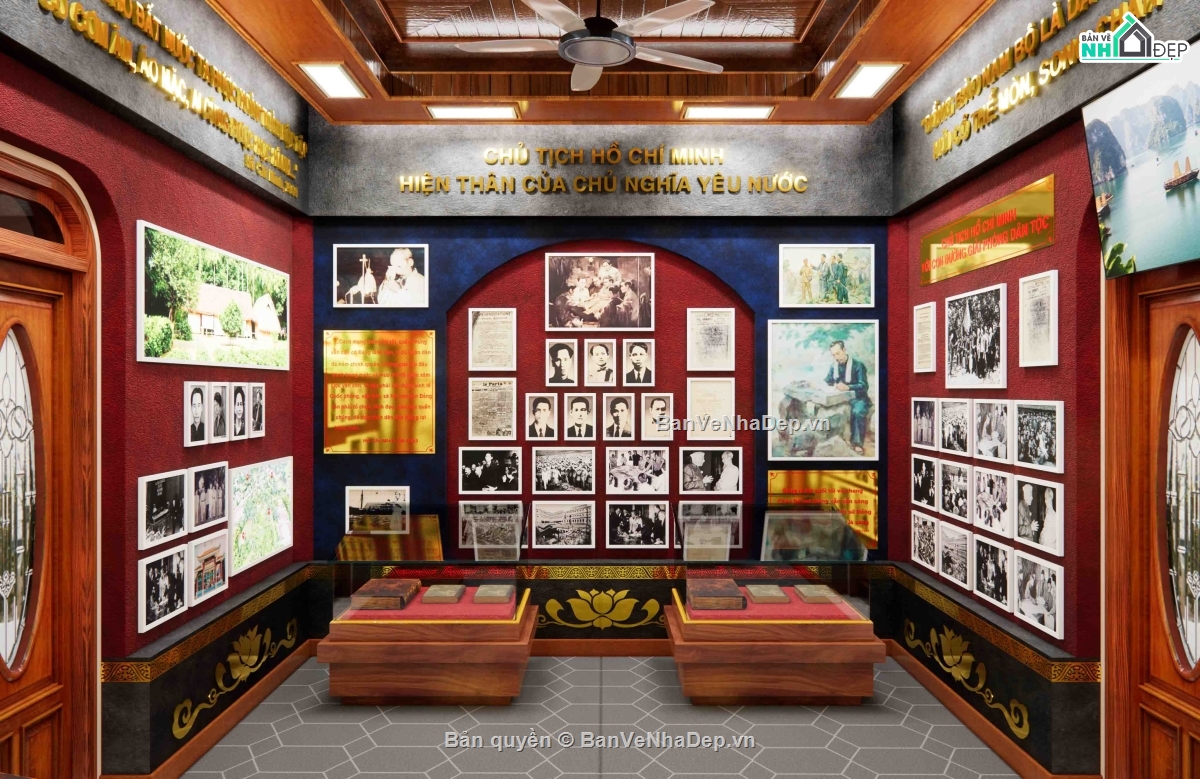 Model bảo tàng,Model Phòng Hồ Chí Minh,Model su nội thất phòng Hồ Chí Minh,Sketchup phòng Hồ Chí Minh
