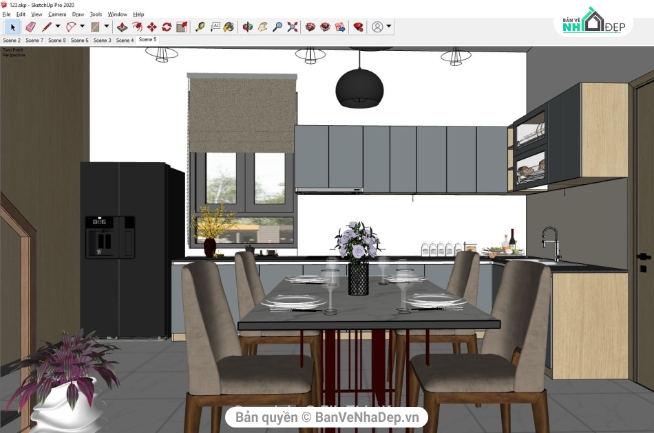 Phòng khách hiện đại File su,sketchup nội thất nhà bếp,model su phòng khách,su nhà bếp,file su phòng khách,file su phòng ăn