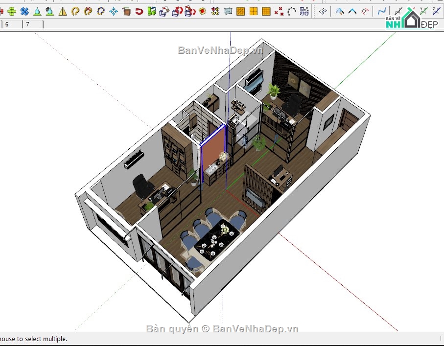 Su nội thất nhà trệt,su nội thất nhà,sketchup nội thất,Sketchup nội thất nhà phố,file su phối nội thất