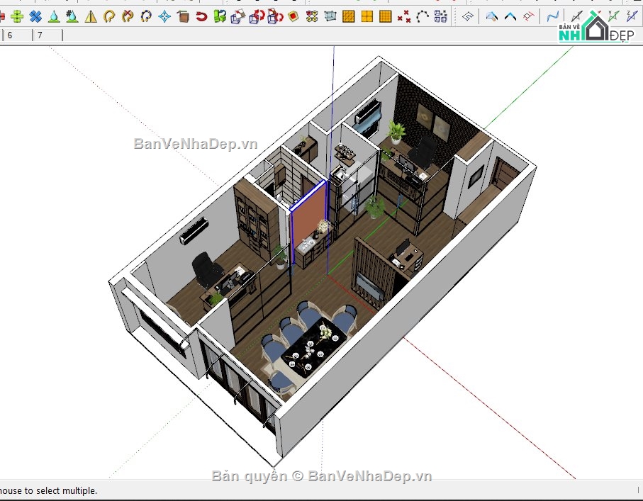 Su nội thất nhà trệt,su nội thất nhà,sketchup nội thất,Sketchup nội thất nhà phố,file su phối nội thất