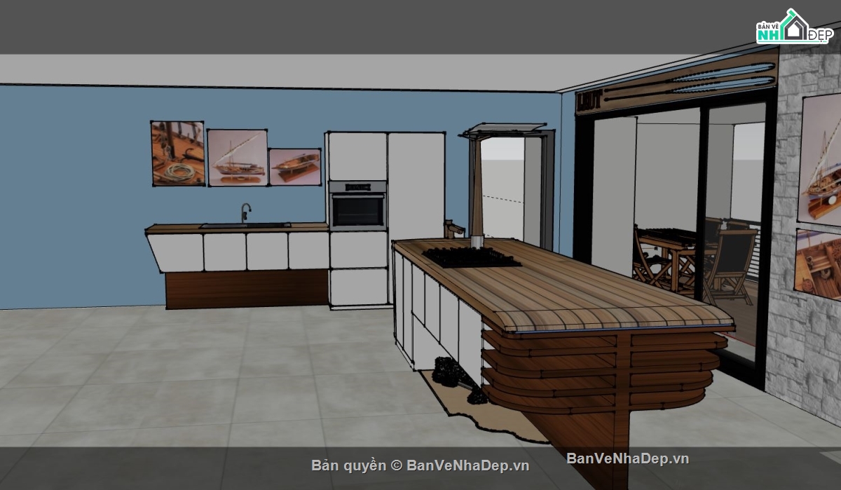 phòng bếp sketchup,Model sketchup phòng bếp,phòng bếp,su phòng bếp