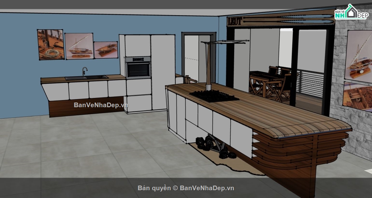 phòng bếp sketchup,Model sketchup phòng bếp,phòng bếp,su phòng bếp