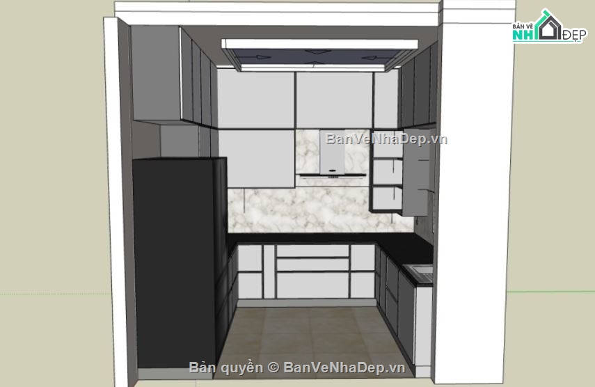 phòng bếp sketchup,phòng bếp,Model sketchup phòng bếp,su nội thất bếp