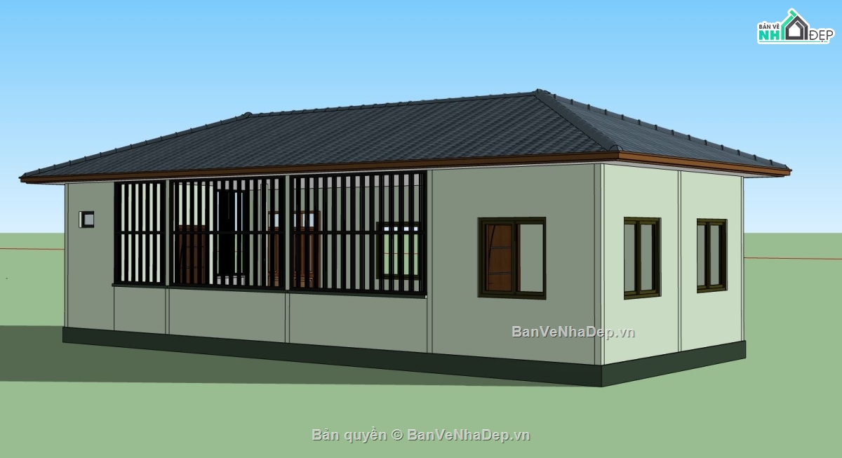 file sketchup nhà ở,biệt thự 2 tầng,bản vẽ nhà đẹp