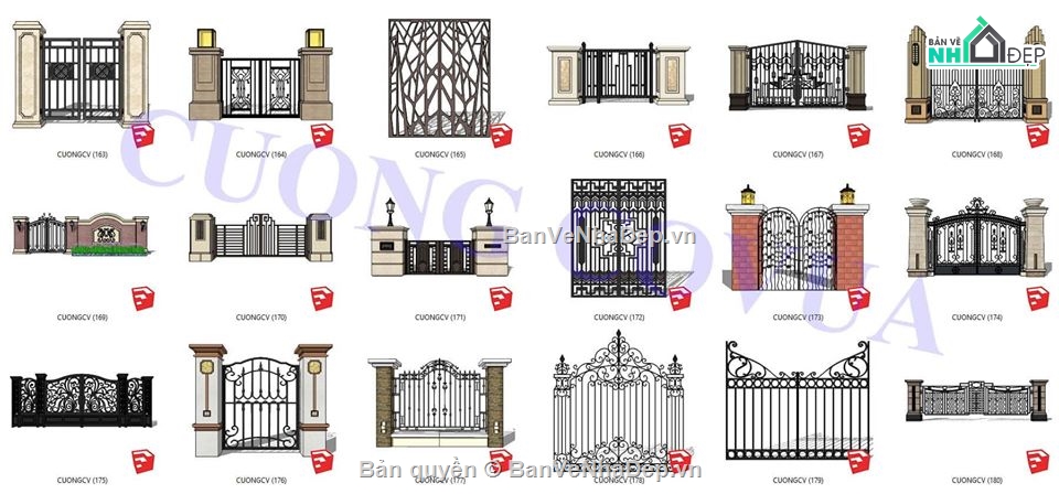 file su cổng,su cửa cổng đẹp,Sketchup mẫu cổng,tổng hợp các mẫu,mẫu cổng