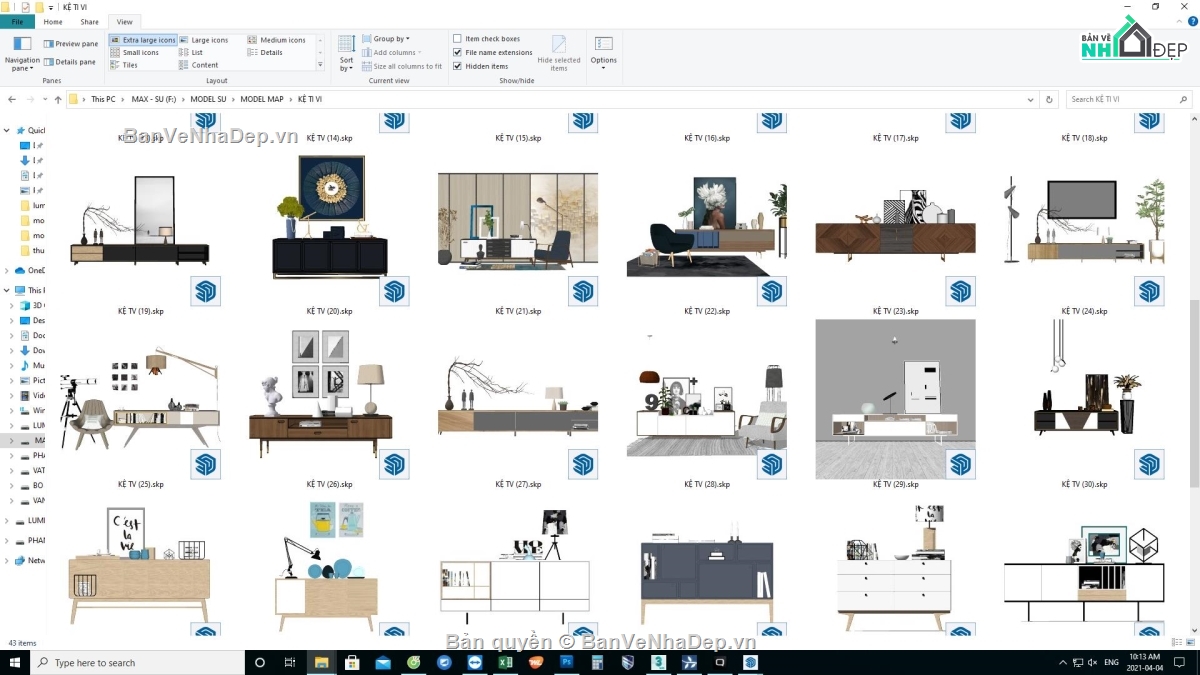 sketchup thiết kế kệ ti vi,tổng hợp kệ tivi file su,file sketchup kệ trang trí