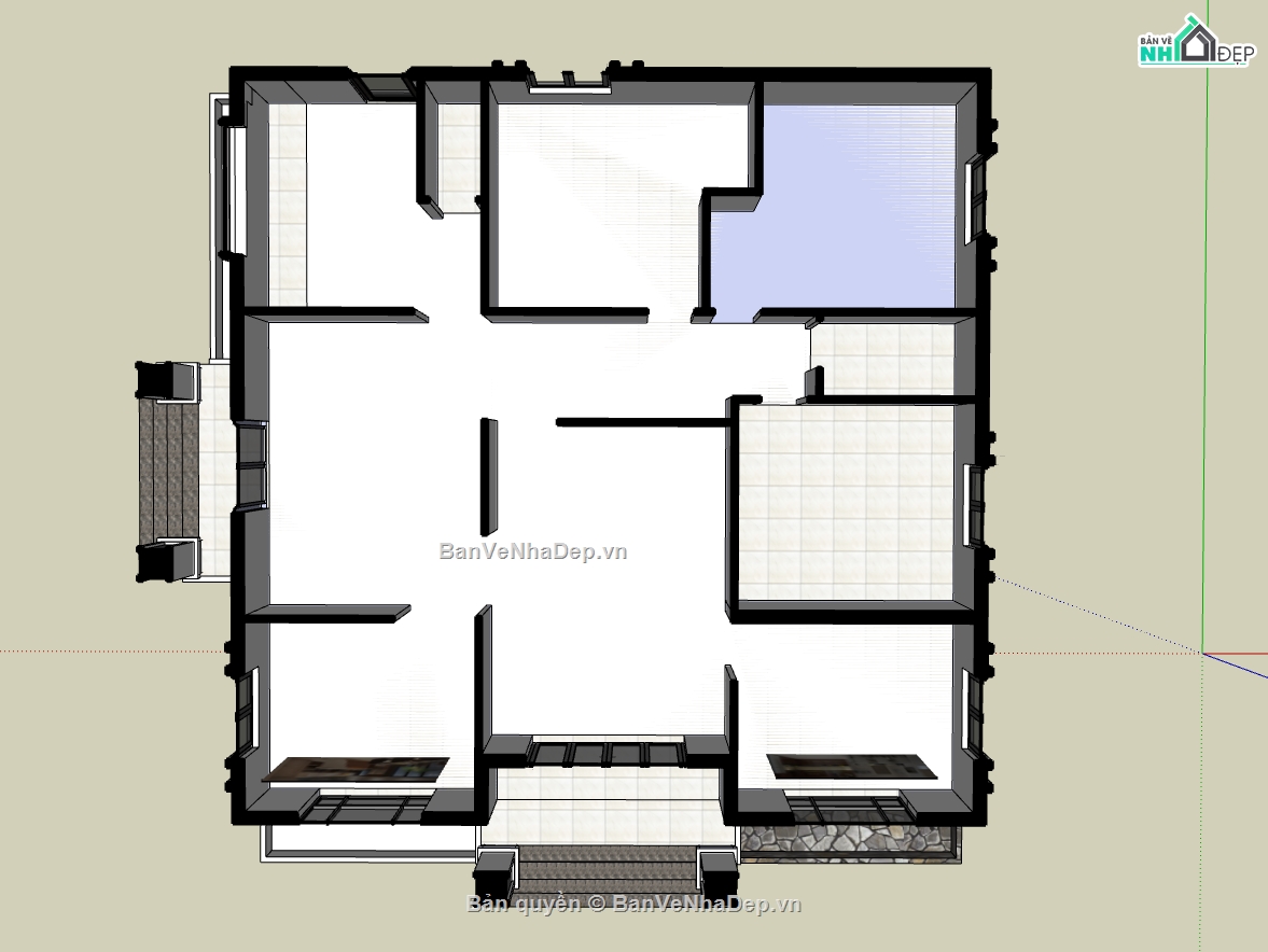 su biệt thự,sketchup biệt thự,su biệt thự 1 tầng
