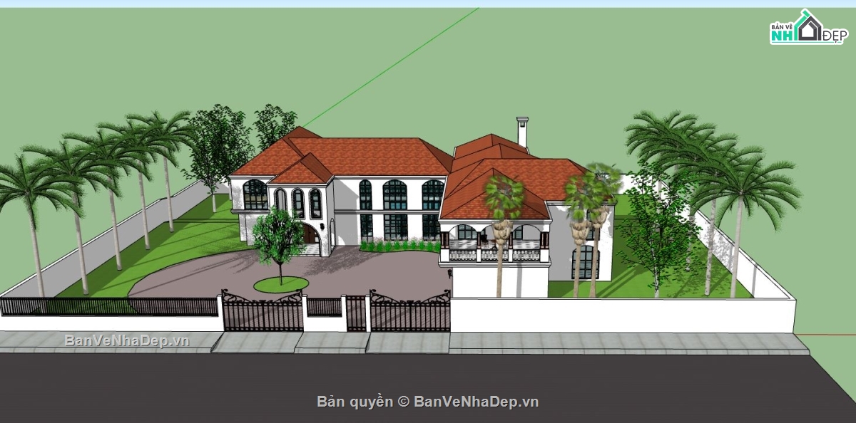biệt thự 2 tầng,biệt thư 2 tầng,biệt thự  tầng,sketchup biệt thự 2 tầng