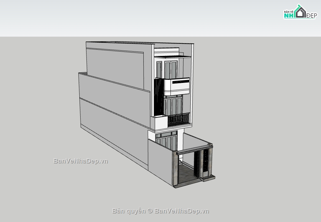 nhà phố 3 tầng,su nhà phố,sketchup nhà phố