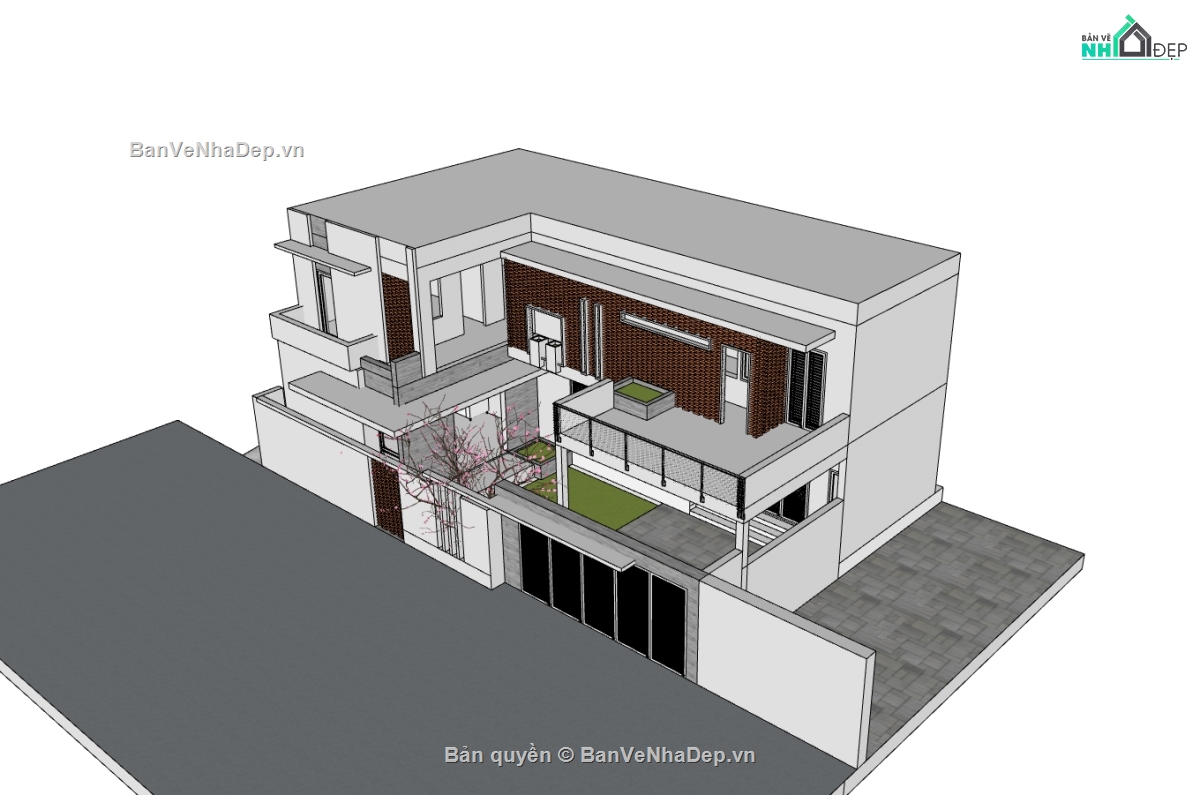 su nhà phố,sketchup nhà phố,nhà phố 2 tầng