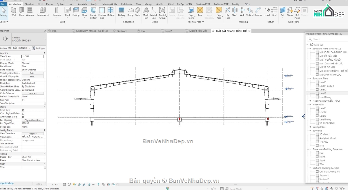 revit,bim,nhà xưởng