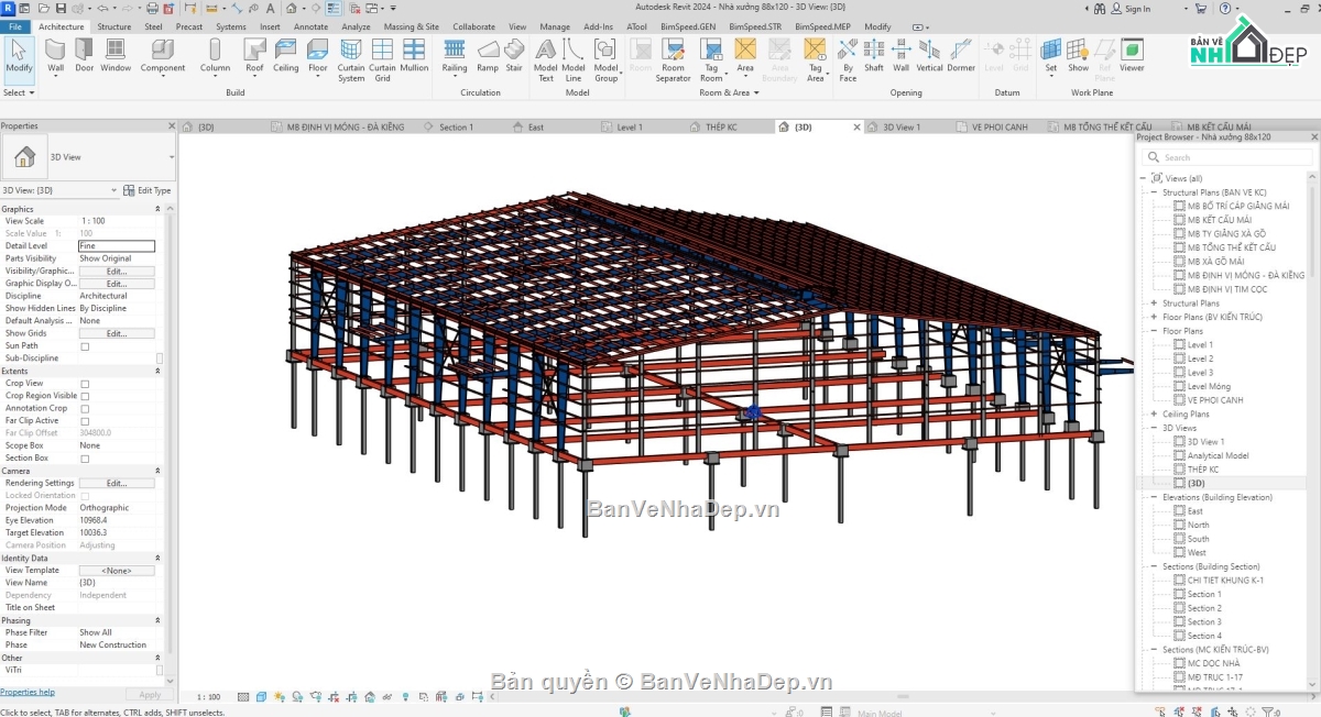 revit,bim,nhà xưởng