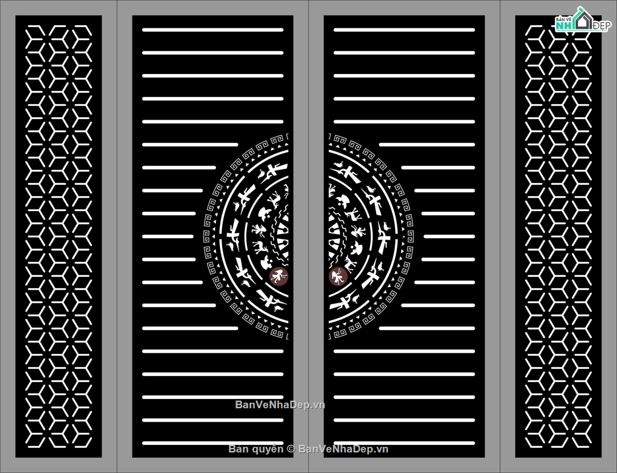 trống đồng,mẫu cổng 4 cánh,cổng cnc