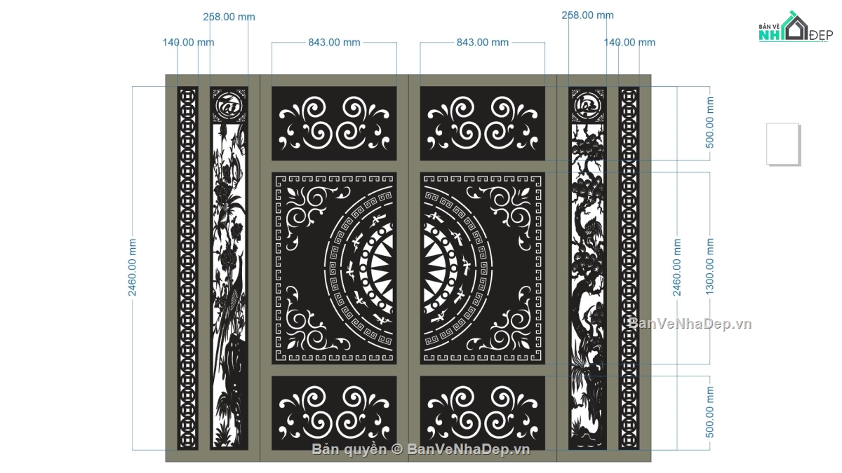 cổng 2 cánh cnc,mẫu cnc cổng 2 cánh,file cnc cổng 2 cánh