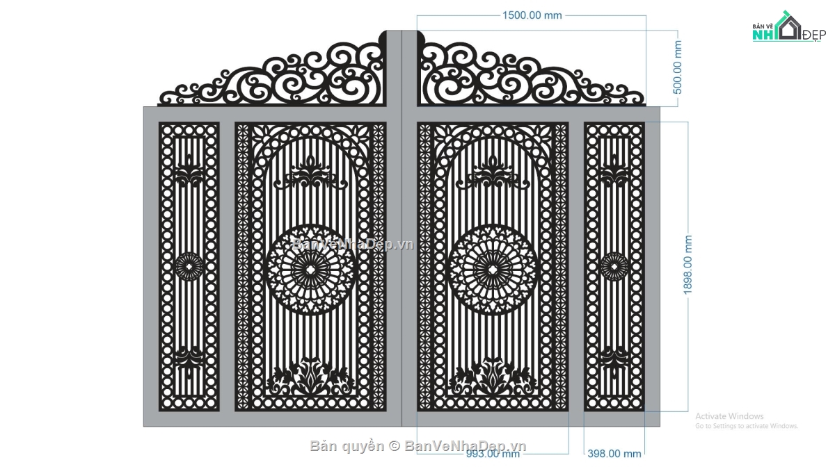 mẫu cổng 4 cánh,mẫu cnc cổng 4 cánh,file cnc cổng 4 cánh
