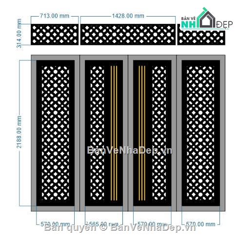 mẫu cổng 4 cánh,file cổng dxf đẹp,cổng cnc đẹp