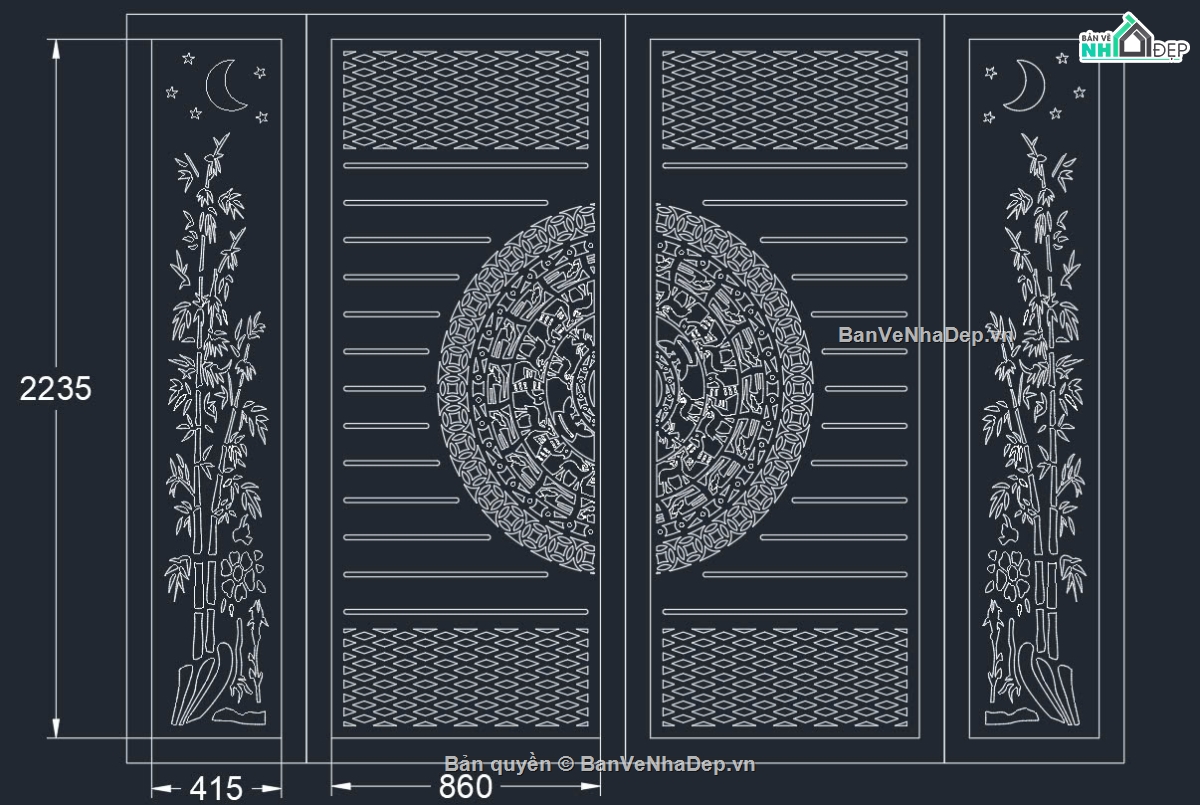 mẫu cổng 4 cánh,file cổng 4 cánh,cnc cổng 4 cánh