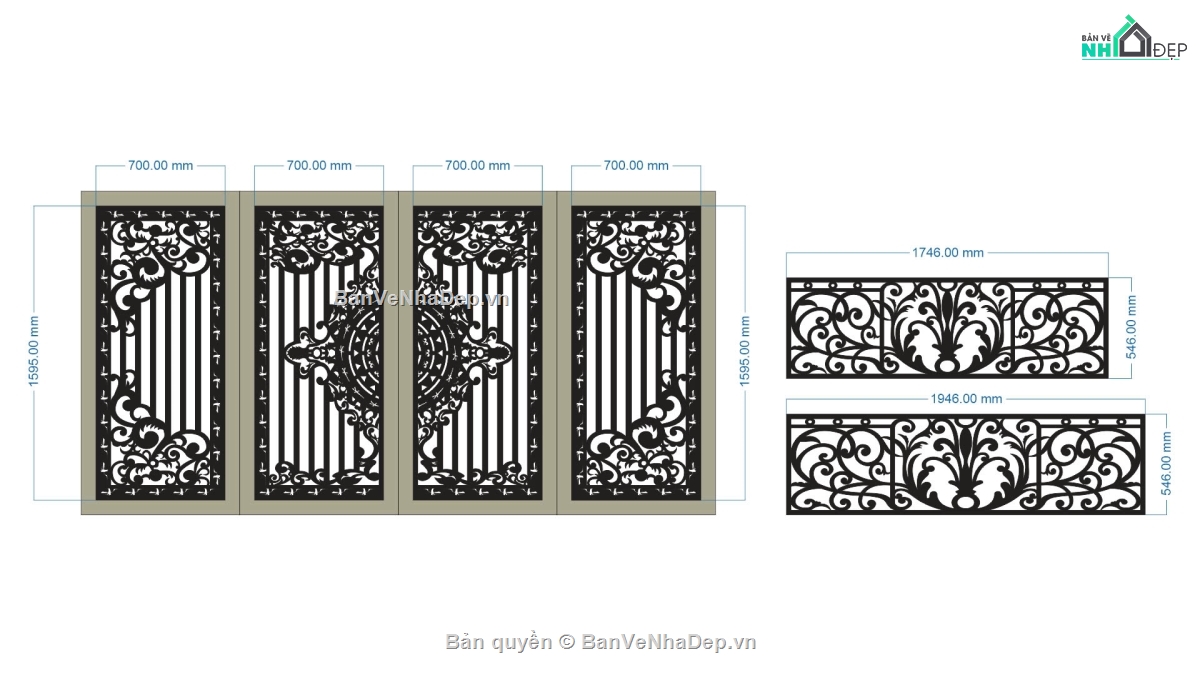 mẫu lan can đẹp,file cổng 4 cánh và lan can,cnc cổng 4 cánh và lan can