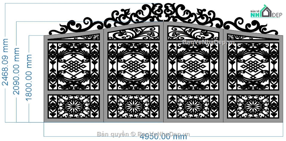 cổng 4 cánh,file cnc cổng 4 cánh,mẫu cổng 4 cánh
