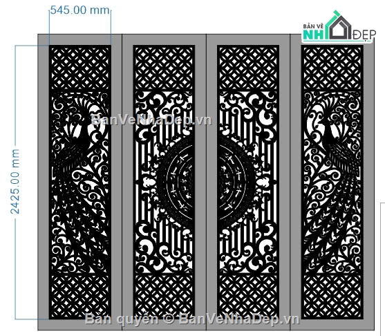 File cổng 4 cánh,mẫu cổng 4 cánh,cổng 4 cánh chim công