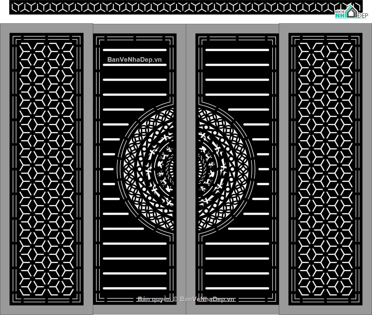 mẫu cổng,mẫu cổng 4 cánh,cổng 4 cánh cnc