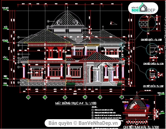 5 File AutoCAD đầy đủ hạng mục kiến trúc và kết cấu của nhà biệt thự 2 tầng, cực kì thích hợp để các bạn kỹ sư lưu lại tham khảo cho các dự án mới trong tương lai