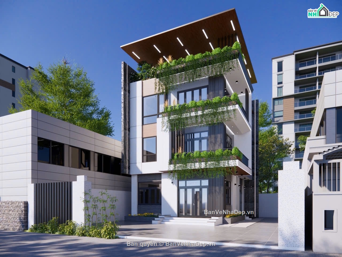 3 tầng,biệt thự 3 tầng,file cad biệt thự 3 tầng