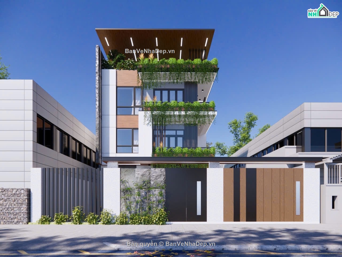 3 tầng,biệt thự 3 tầng,file cad biệt thự 3 tầng