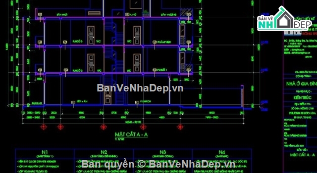 mẫu nhà phố 4 tầng,nhà phố 4 x 26m,nhà đầy đủ chi tiết,thiết kết nhà phố,bản vẽ nhà phố
