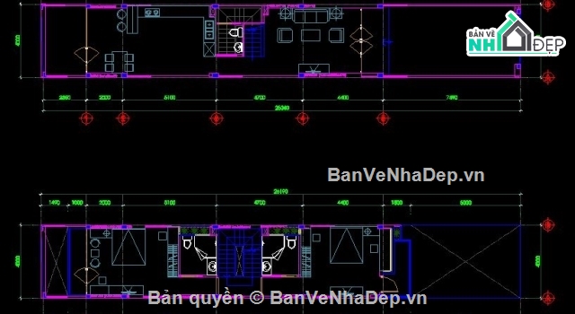 mẫu nhà phố 4 tầng,nhà phố 4 x 26m,nhà đầy đủ chi tiết,thiết kết nhà phố,bản vẽ nhà phố