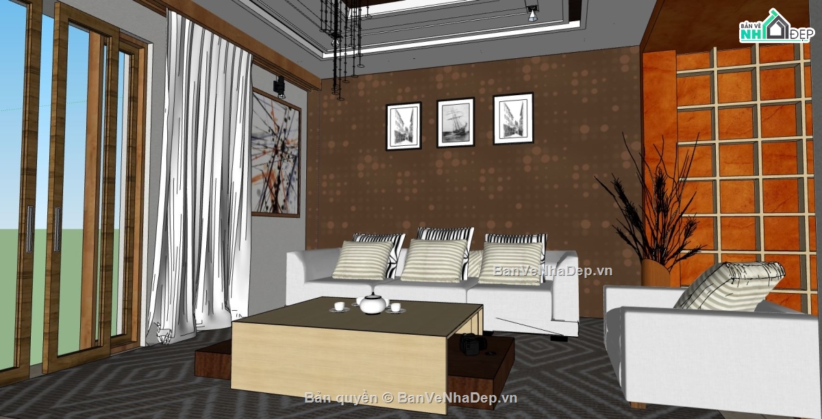 nội thất phòng khách,thiết kế nội thất phòng khách,phòng khách hiện đại,mẫu sketchup phòng khách