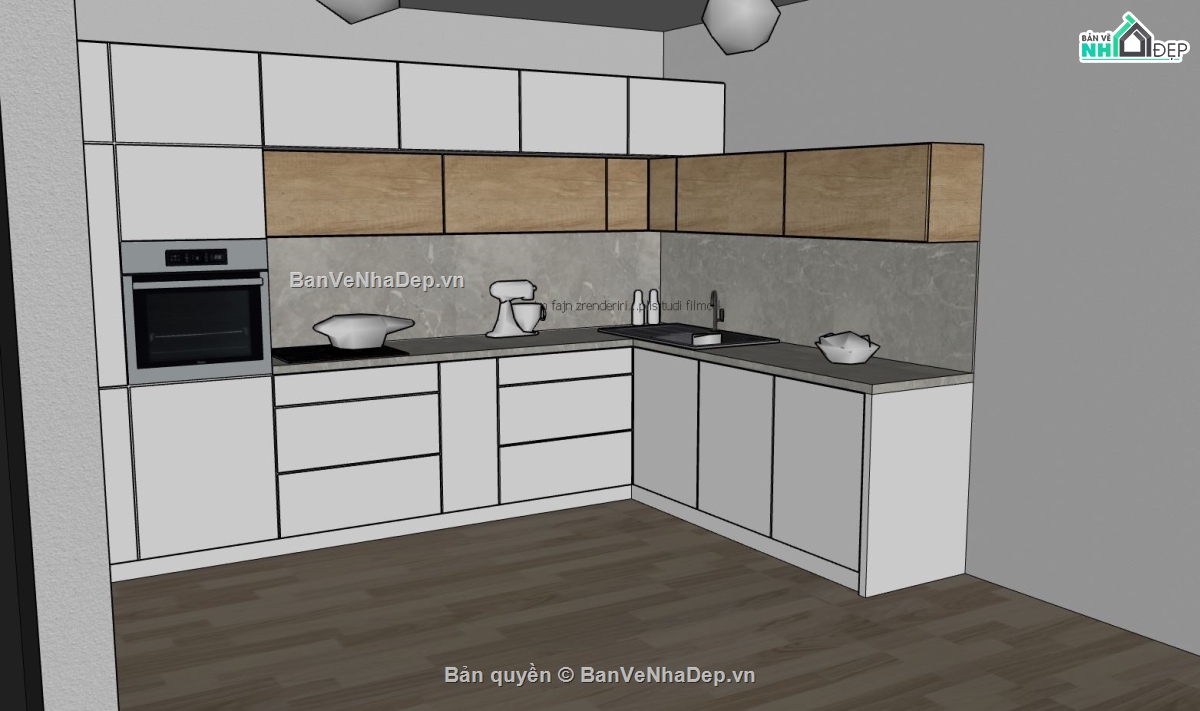 nội thất phòng bếp,su phòng bếp,sketchup phòng bếp
