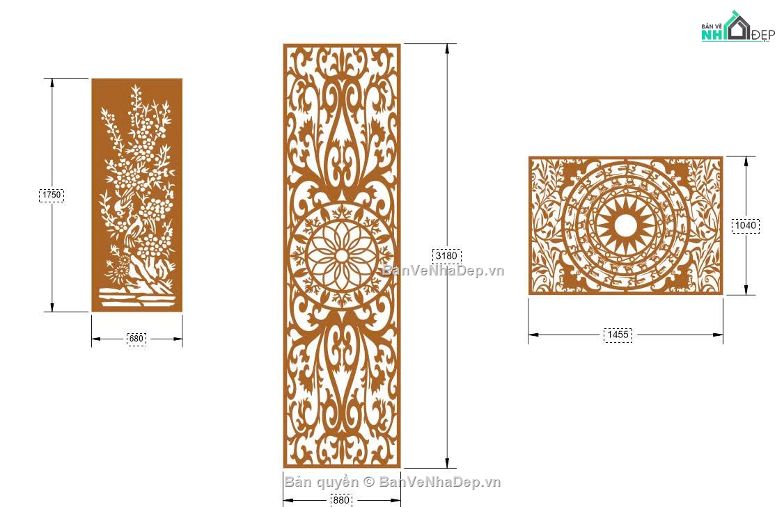 giếng trời cnc,mẫu cnc vách trúc,vách dxf