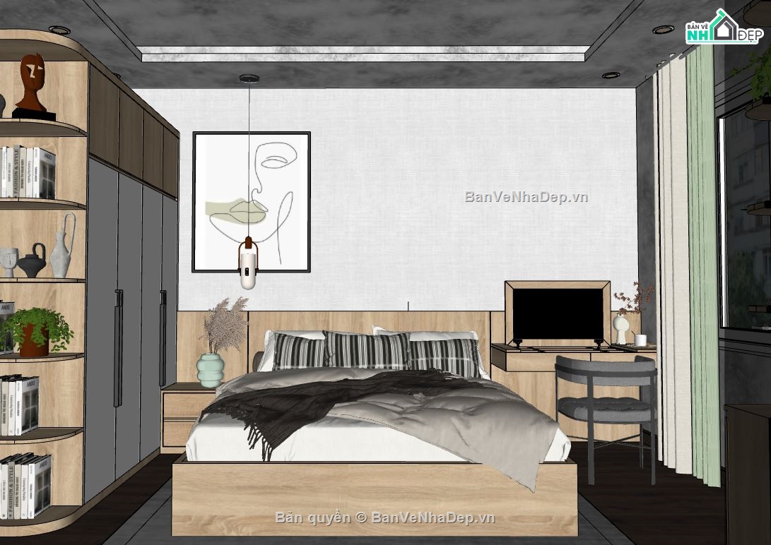 nội thất phòng ngủ,sketchup nội thất,File sketchup nội thất,File sketchup nội thất phòng ngủ,mẫu phòng ngủ
