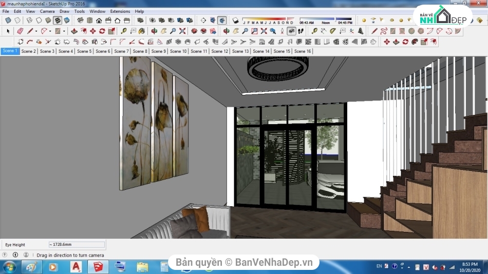 sketchup dựng mẫu nhà phố 2 tầng,Thiết kế nội thất nhà phố 2 tầng,Nội thất nhà phố 2 tầng,su nhà phố 2 tầng,file su nhà phố 2 tầng