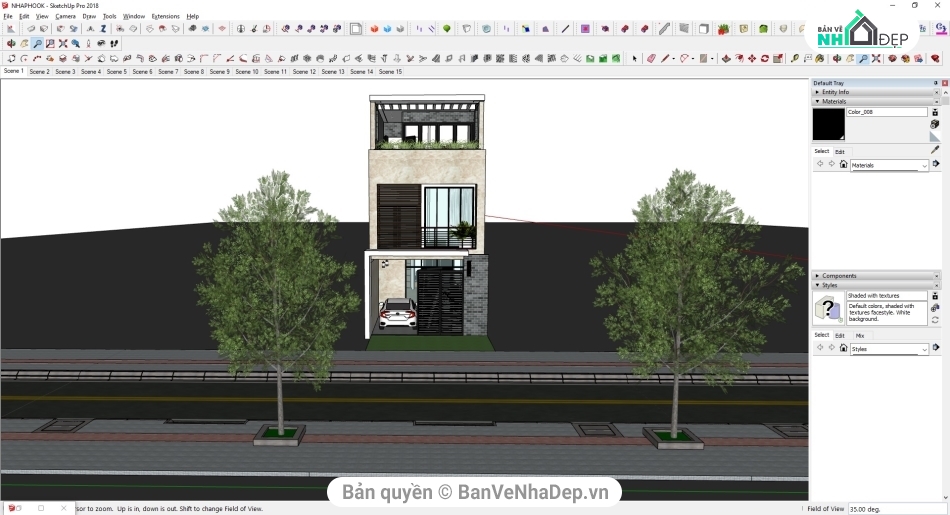 sketchup dựng mẫu nhà phố 2 tầng,Thiết kế nội thất nhà phố 2 tầng,Nội thất nhà phố 2 tầng,su nhà phố 2 tầng,file su nhà phố 2 tầng