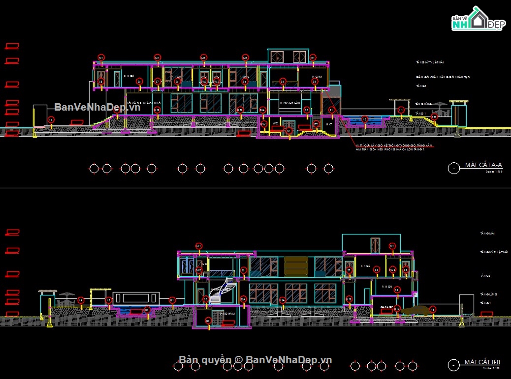 kết cấu villa,bản vẽ villa siêu khủng,bản vẽ biệt thự 2 tầng,kết cấu chi tiết
