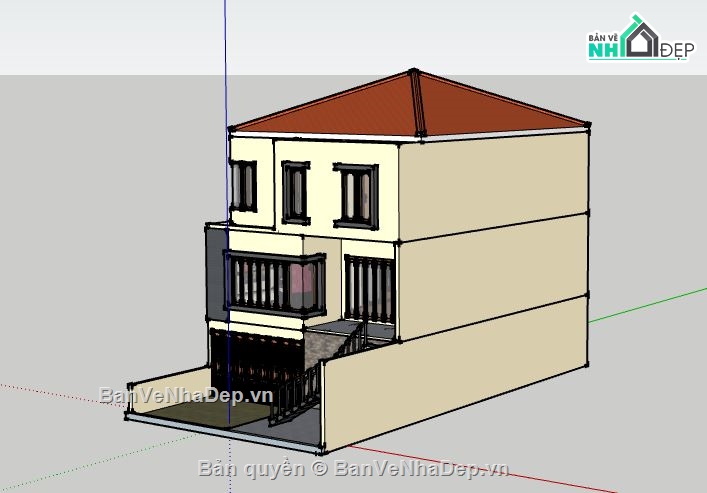 Nhà phố 3 tầng,model su nhà phố 3 tầng,file su nhà phố 3 tầng,sketchup nhà phố 3 tầng,nhà phố 3 tầng file sketchup