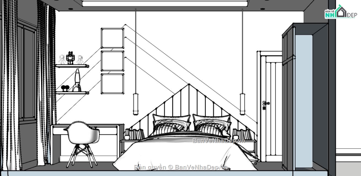 file sketchup phòng ngủ,file 3d sketchup,3d sketchup phòng ngủ,3d phòng ngủ,mẫu phòng ngủ