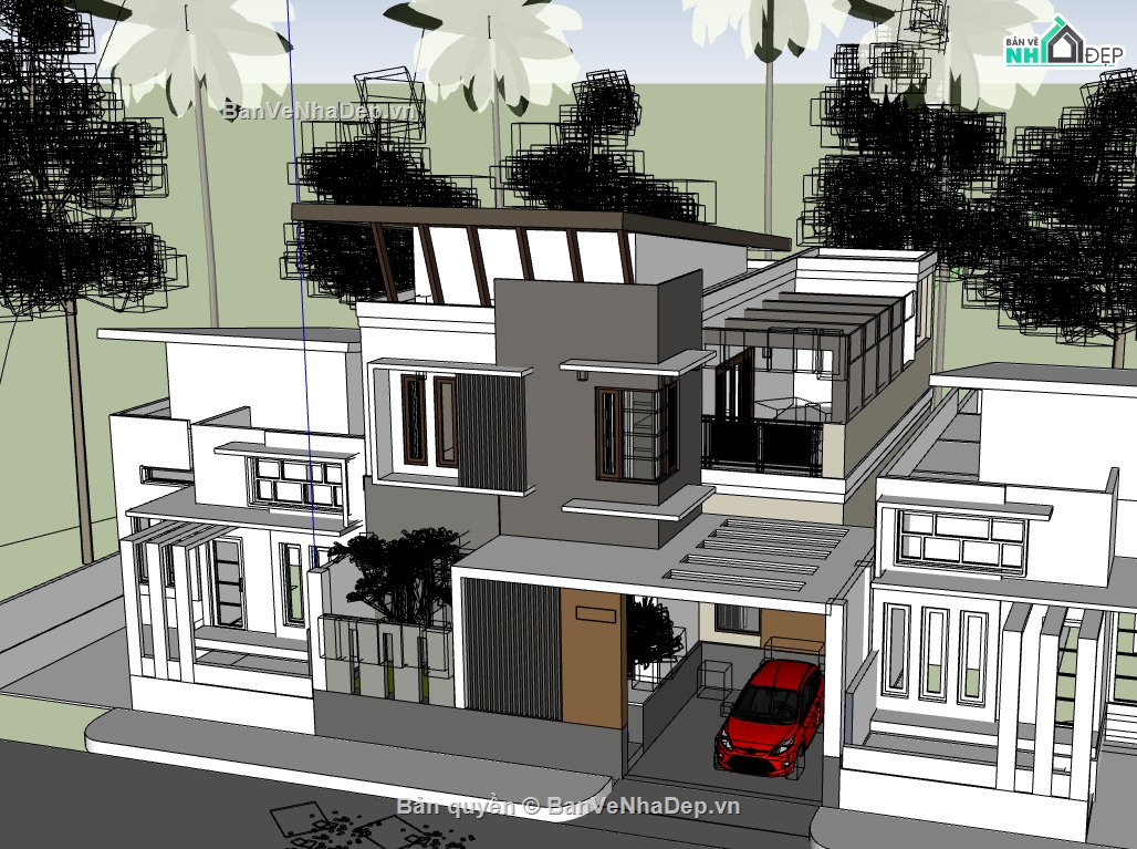 nhà phố 3 tầng,file su nhà phố 3 tầng,model su nhà phố 3 tầng