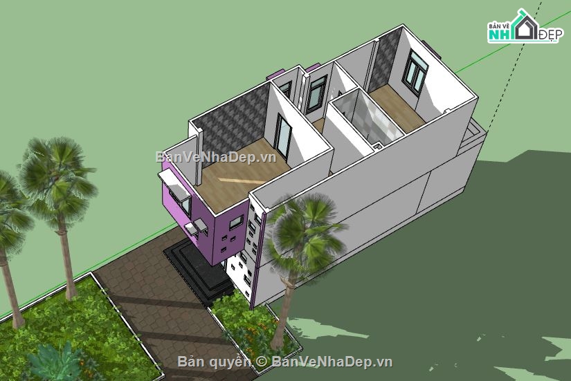 Nhà phố 2 tầng,Model su nhà phố 2 tầng,nhà phố 2 tầng file su