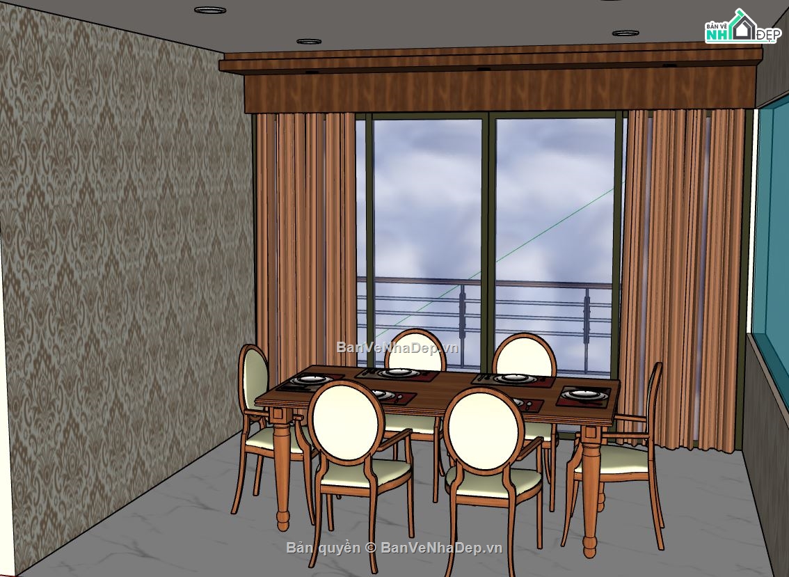 sketchup nội thất phòng ăn,sketchup phòng ăn,nội thất phòng ăn,file sketchup phòng ăn,model sketchup phòng ăn