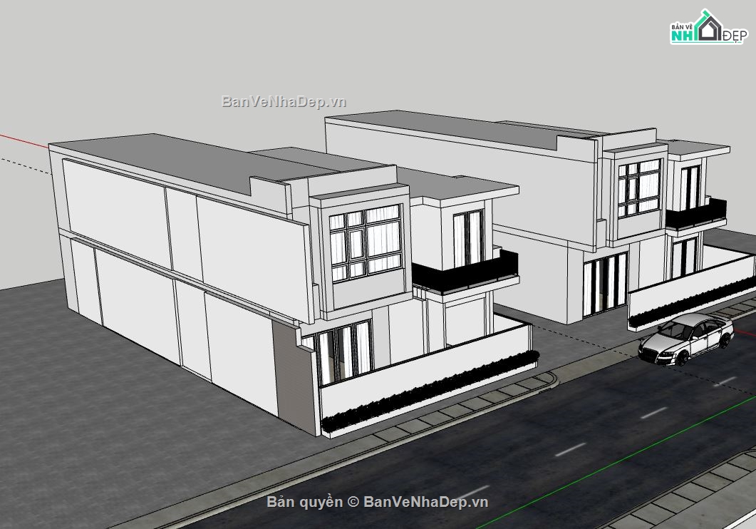 Biệt thự 2 tầng,file su biệt thự 2 tầng,biệt thự 2 tầng model su