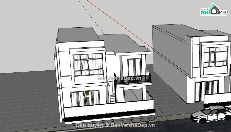 Biệt thự 2 tầng,file su biệt thự 2 tầng,biệt thự 2 tầng model su